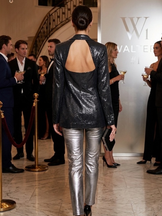 Walter Jackets & Blazers - Walter Metallic Black Women's Blazer Jacket